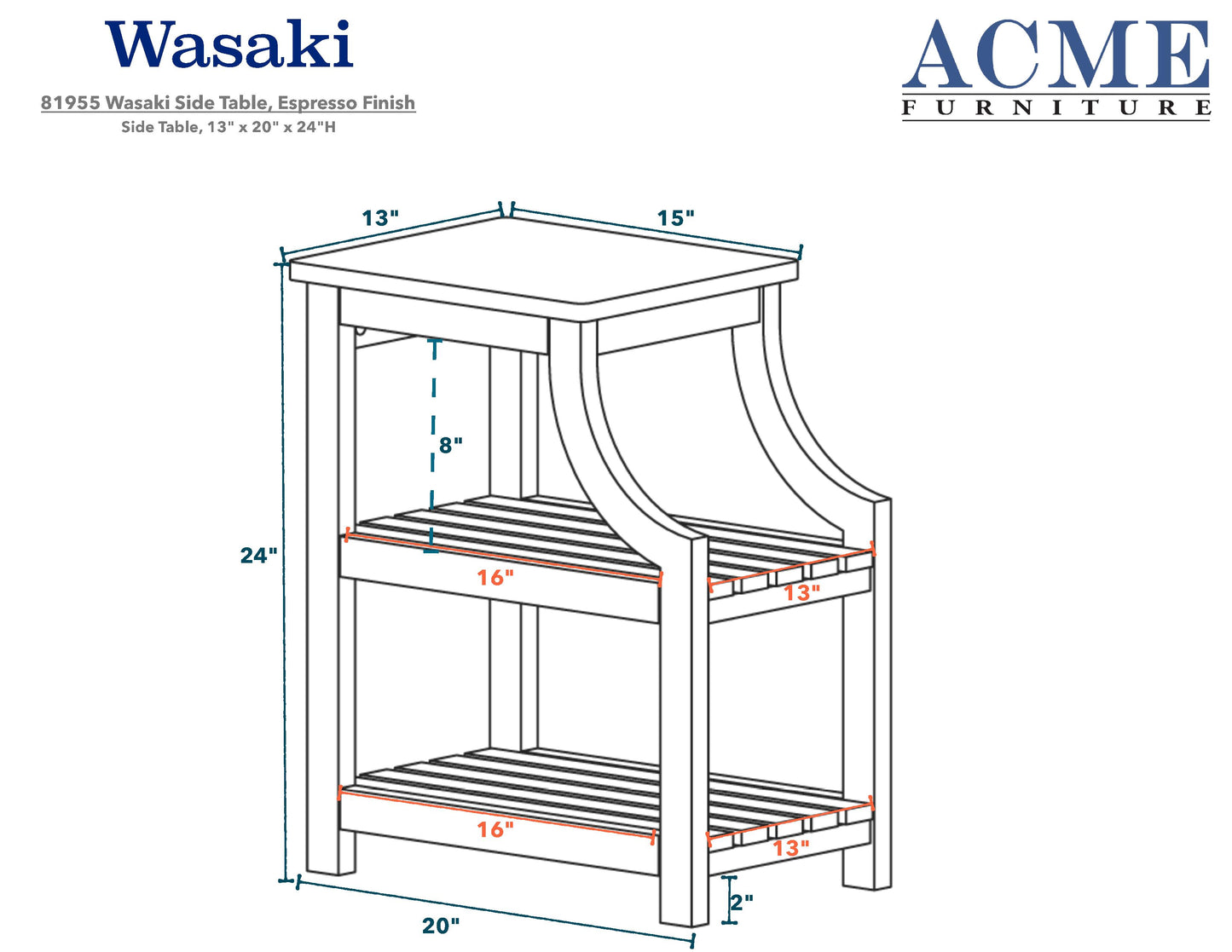 Wasaki Accent Table (With USB Connection)