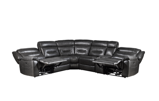 Gray Leather-Aire Imogen Sectional