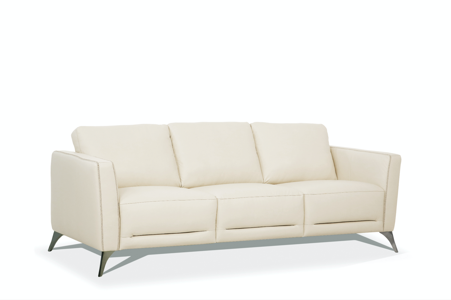 Cream Leather Malaga 3 Piece Sofa Set