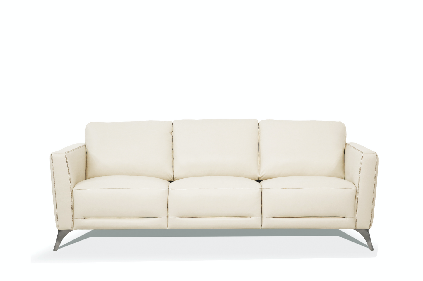 Cream Leather Malaga 3 Piece Sofa Set