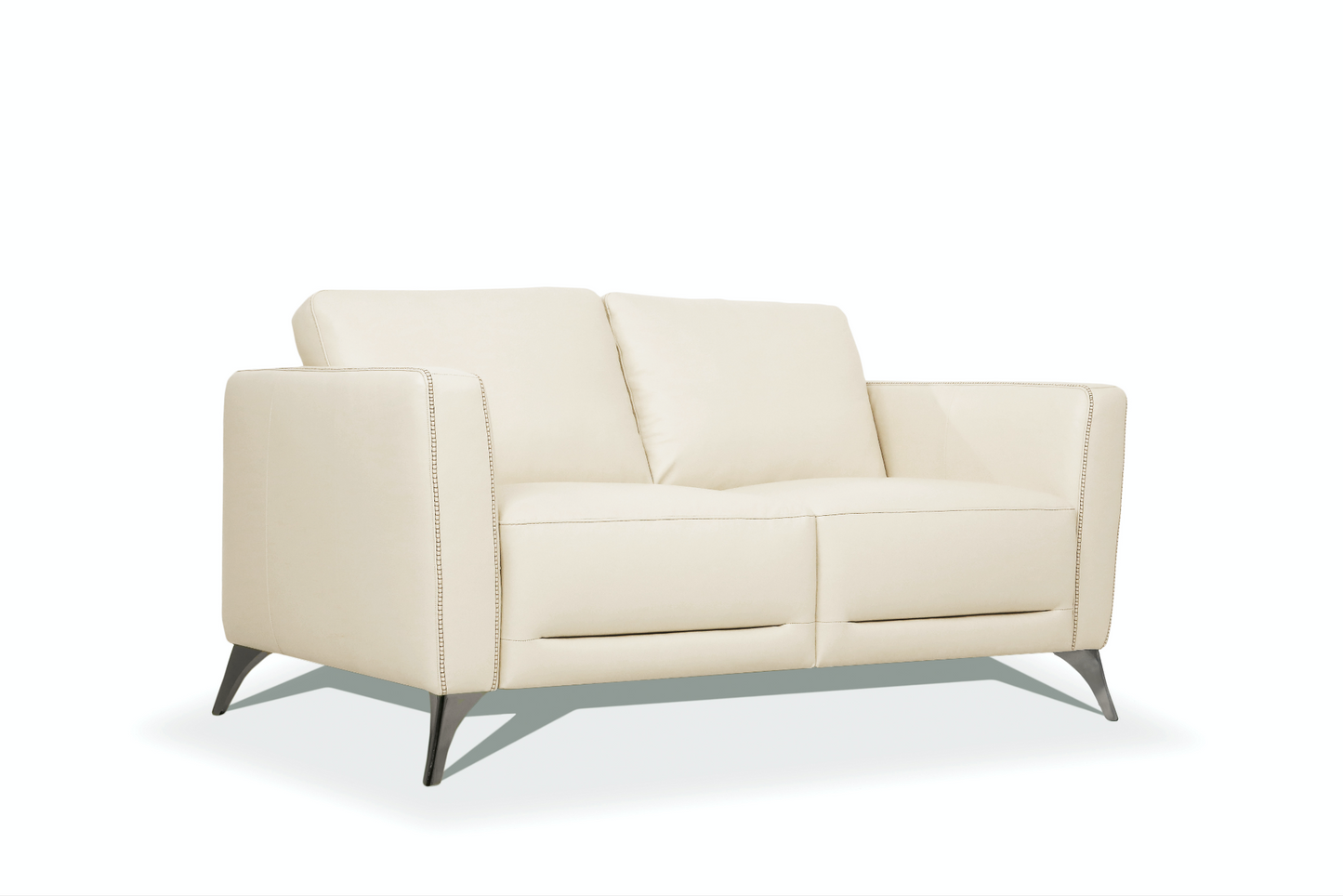 Cream Leather Malaga 3 Piece Sofa Set