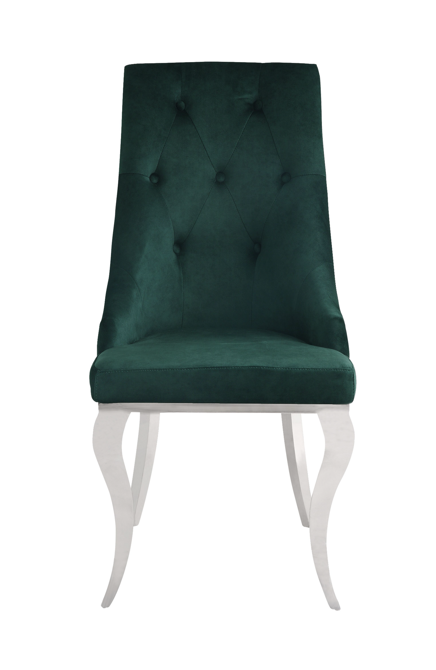 Green Fabric & Stainless Steel Dekel Dining Chairs (2 Set)