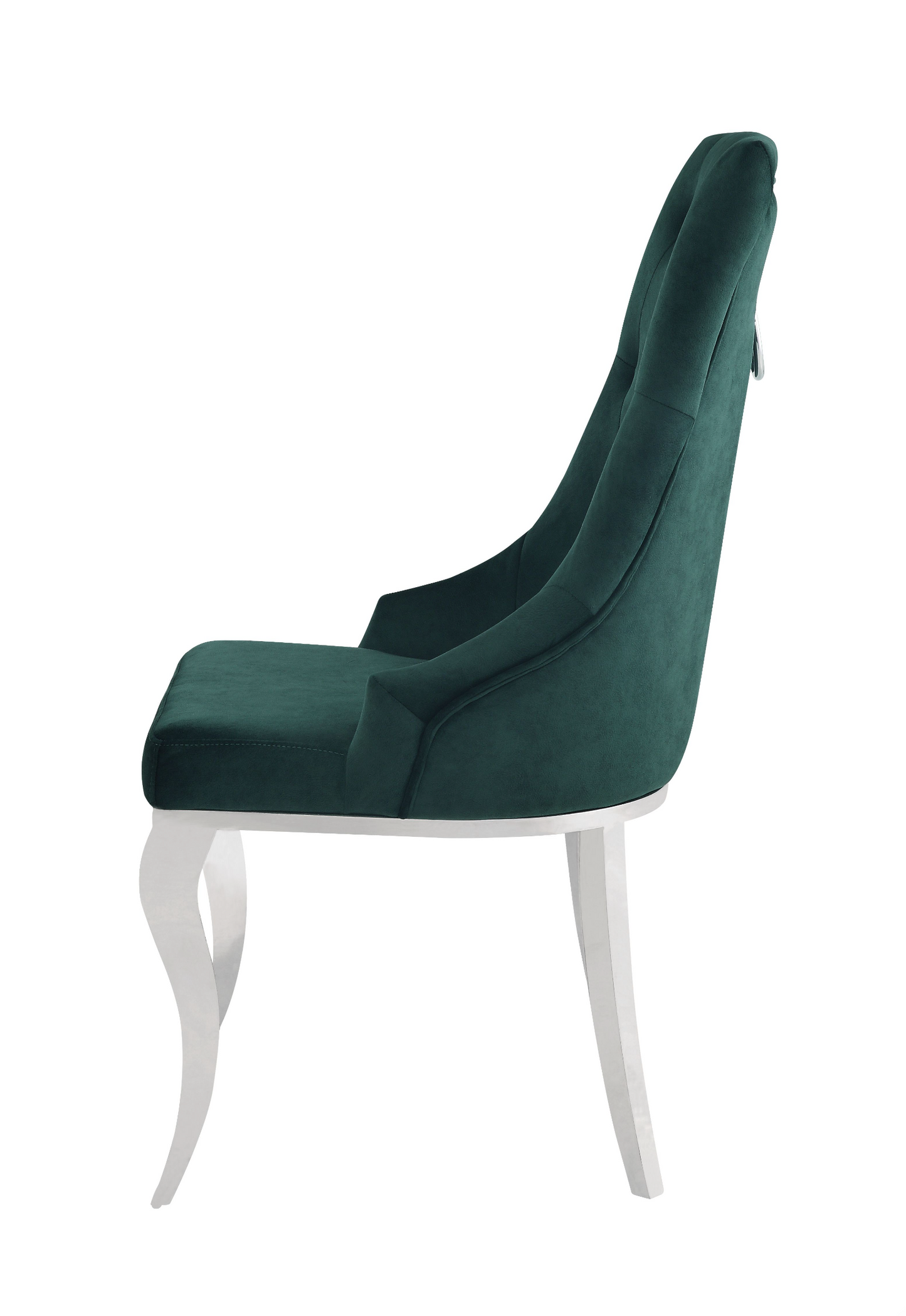 Green Fabric & Stainless Steel Dekel Dining Chairs (2 Set)