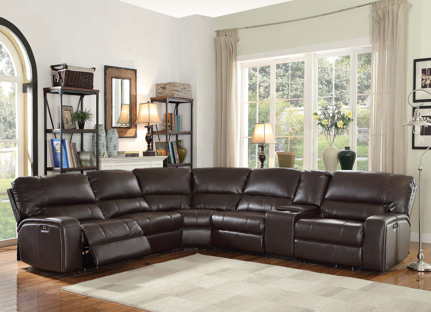 Espresso Saul Power Sectional Sofa