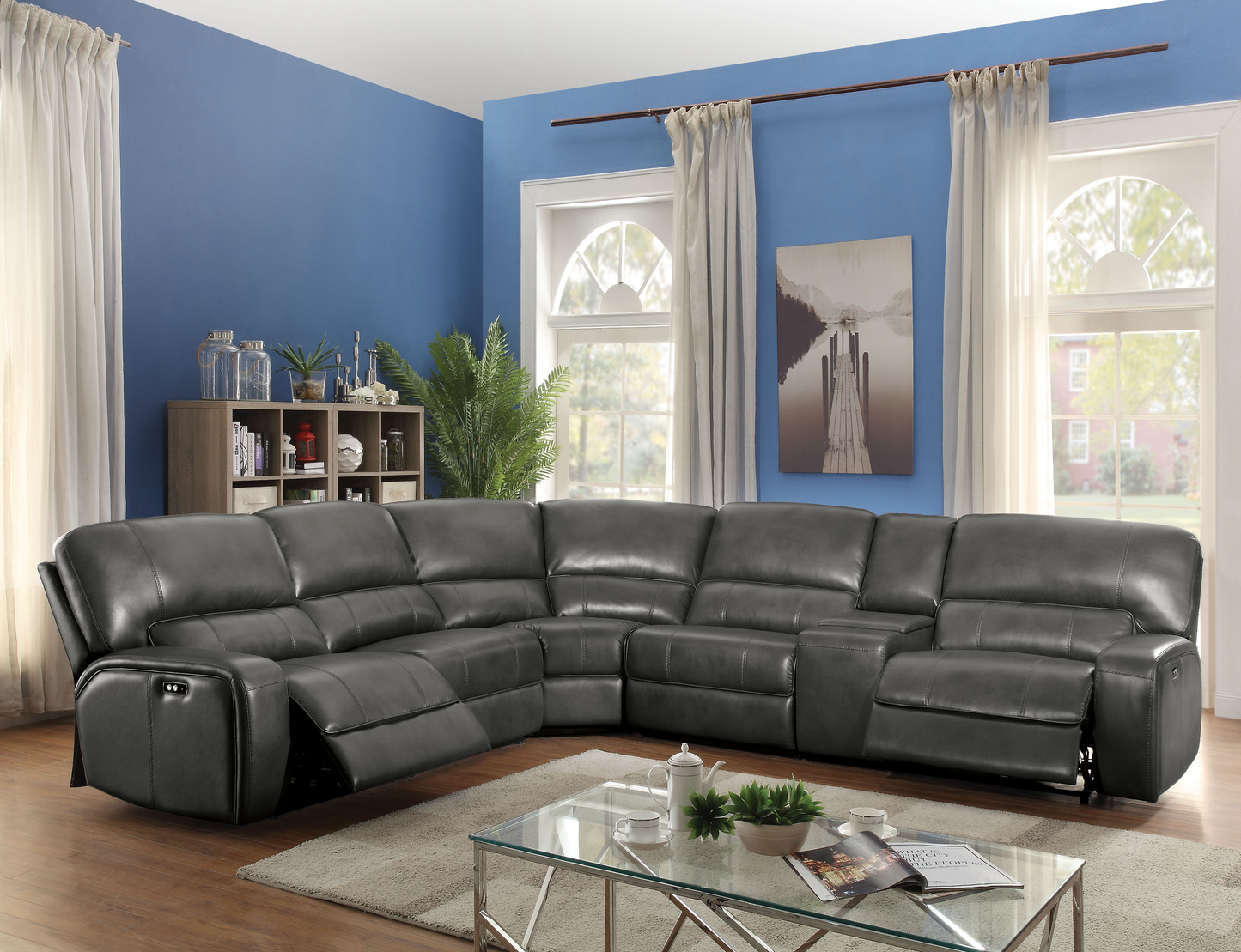 Gray Saul Power Sectional