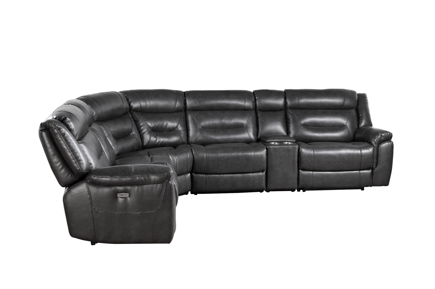 Gray Leather-Aire Imogen Sectional