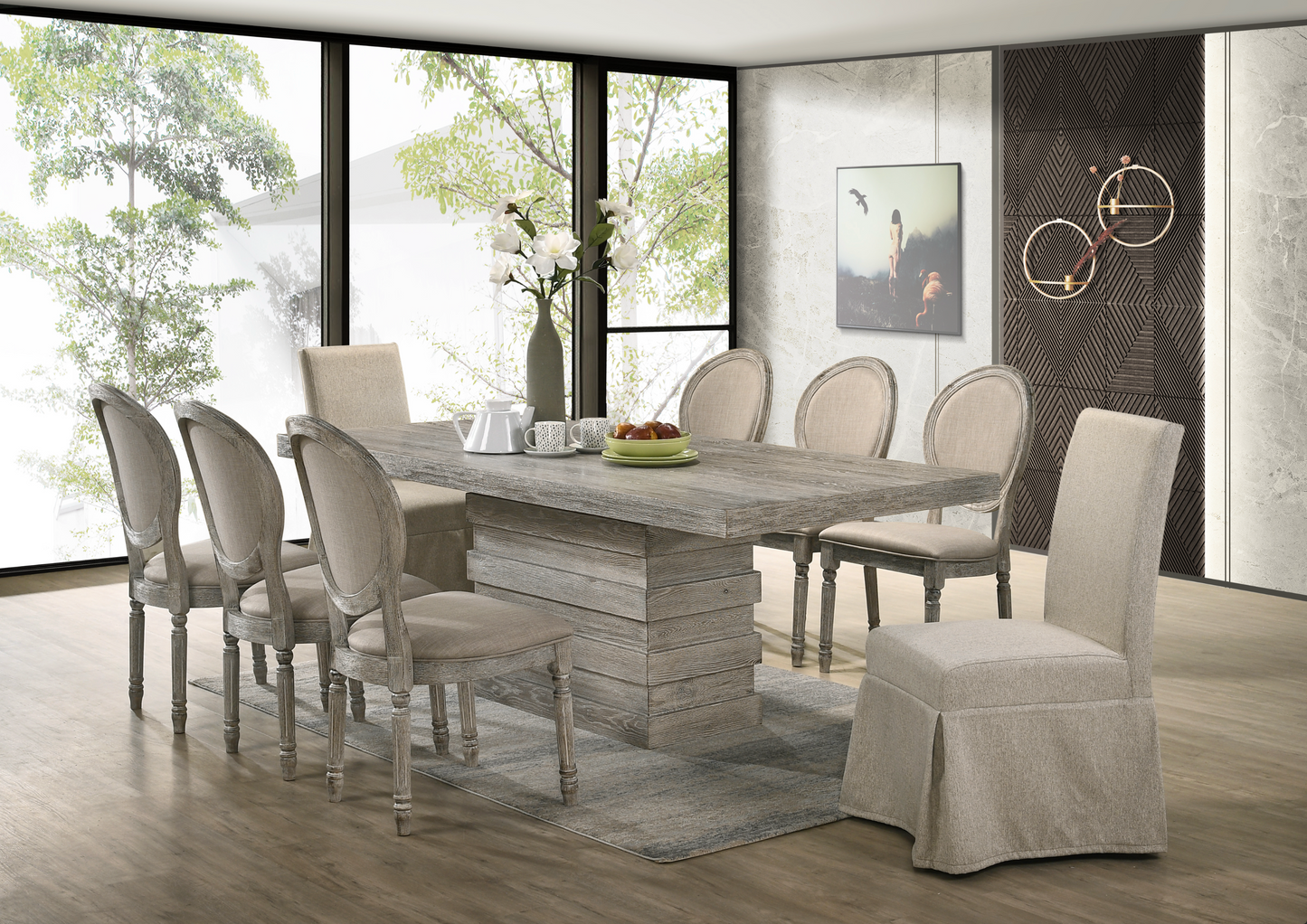 Faustine Dining Table With 8 Chairs